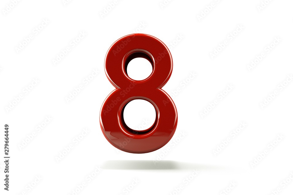 3D number with white background,number 8 3D number with white background,number 8