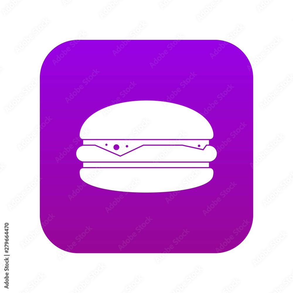 Burger icon digital purple for any design isolated on white vector illustration Burger icon digital purple for any design isolated on white vector illustration