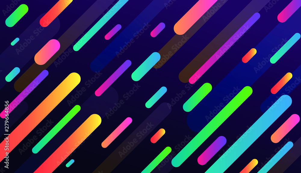 Diseño abstracto con formas geométricas y orgánicas, colores neón, brillantes y llamativos. Ilustración minimalista con degradados de colores y formas simples para fondos de presentación.