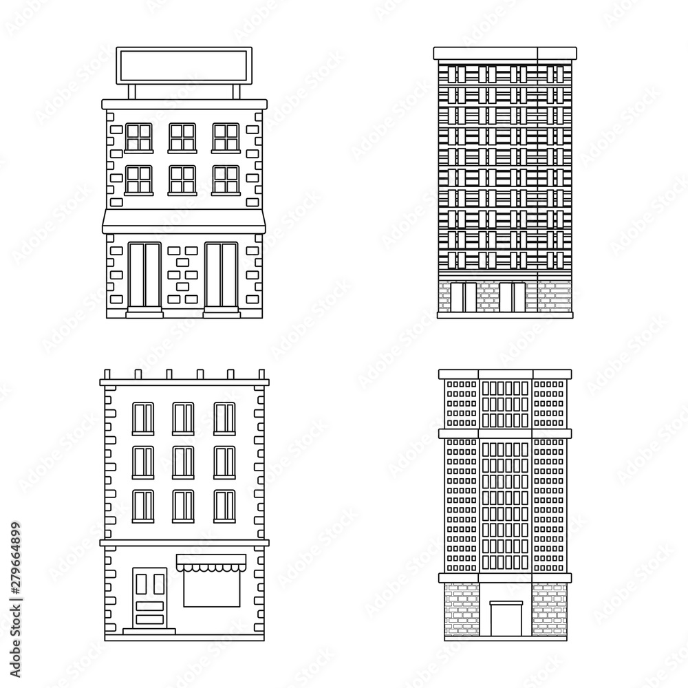 Vector design of architecture and exterior symbol. Set of architecture and city stock vector illustration.