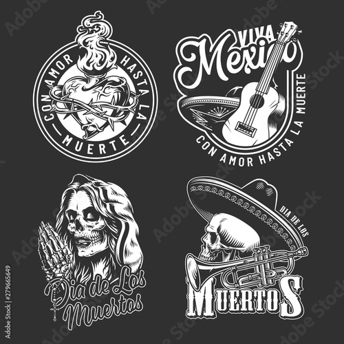 Dia De Los Muertos vintage labels