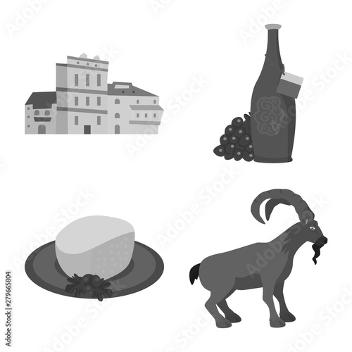 Vector design of attributes and tourism sign. Collection of attributes and national vector icon for stock.