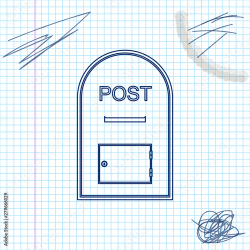 Mail box icon. Post box line sketch icon isolated on white background. Vector Illustration