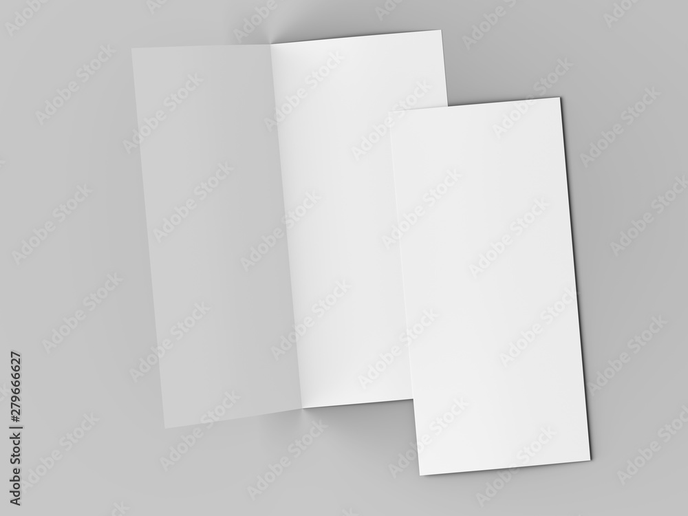 Leaflet folded to DL format - mock up - 3d illustartion Leaflet folded to DL format - mock up - 3d illustartion