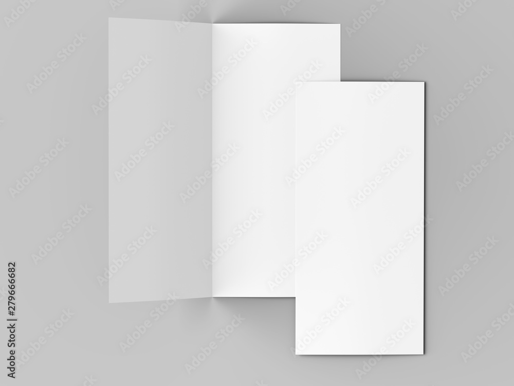 Leaflet folded to DL format - mock up - 3d illustartion Leaflet folded to DL format - mock up - 3d illustartion