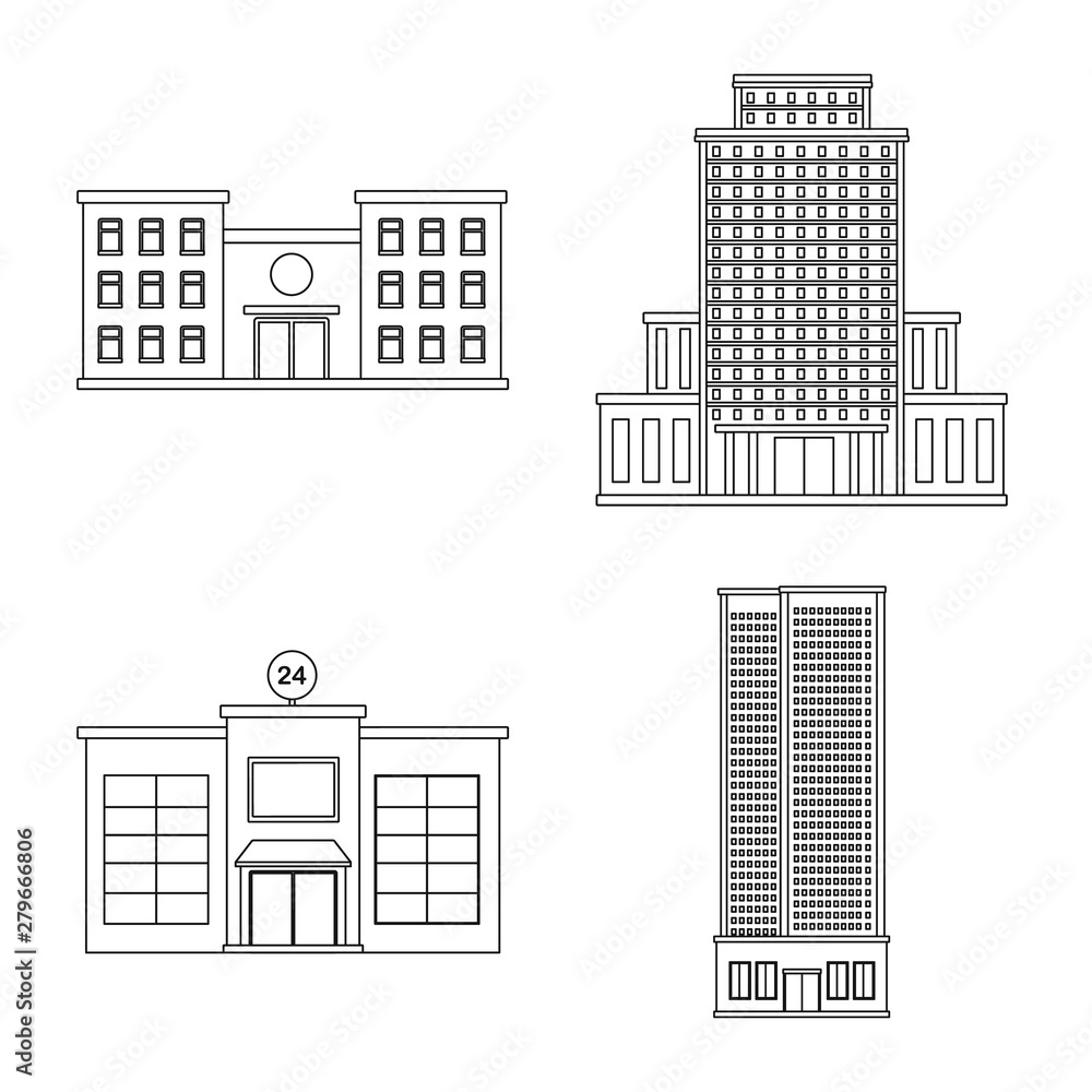 Isolated object of architecture and exterior icon. Collection of architecture and city vector icon for stock.