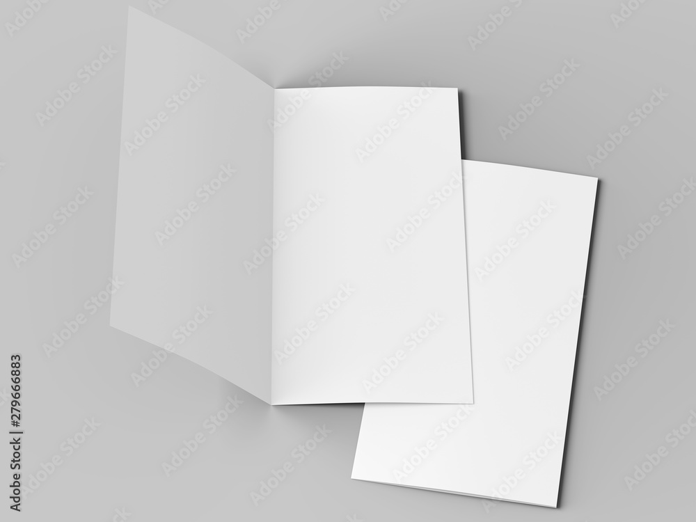 Leaflet folded to DL format - mock up - 3d illustartion Leaflet folded to DL format - mock up - 3d illustartion