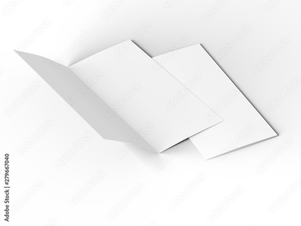 Leaflet folded to DL format - mock up - 3d illustartion Leaflet folded to DL format - mock up - 3d illustartion