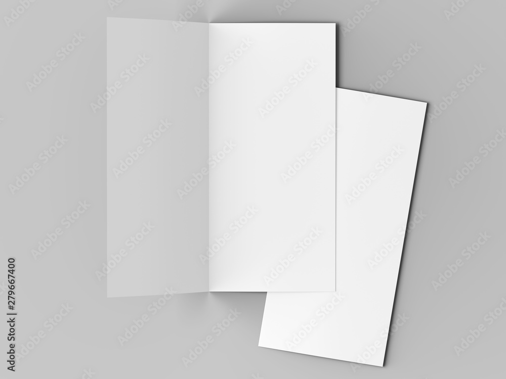 Leaflet folded to DL format - mock up - 3d illustartion Leaflet folded to DL format - mock up - 3d illustartion