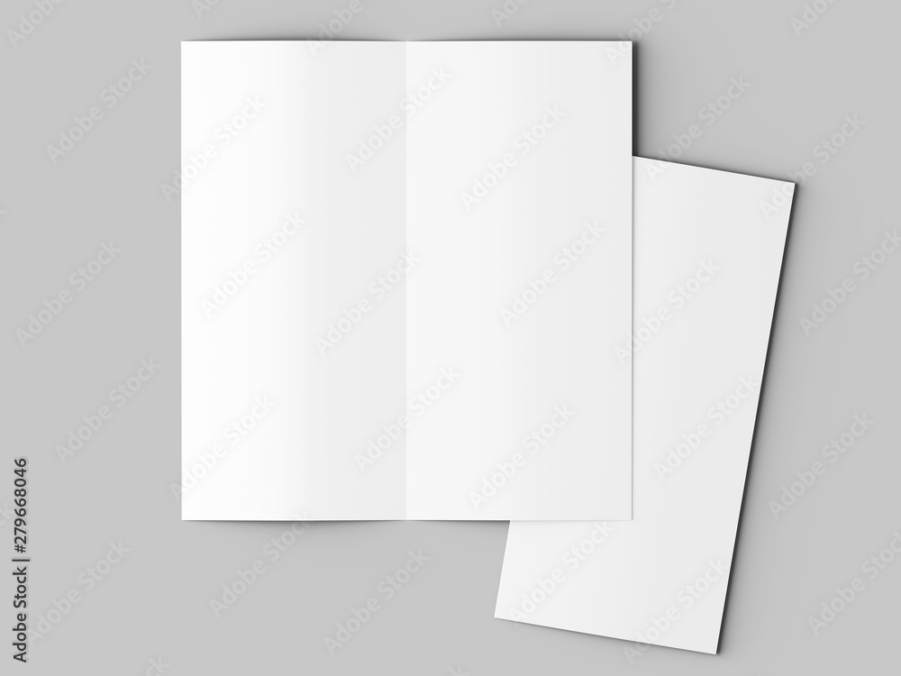 Leaflet folded to DL format - mock up - 3d illustartion Leaflet folded to DL format - mock up - 3d illustartion