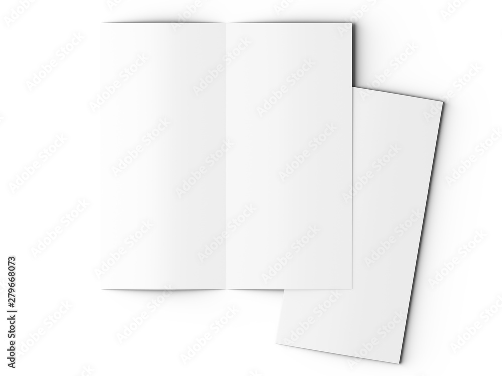 Leaflet folded to DL format - mock up - 3d illustartion Leaflet folded to DL format - mock up - 3d illustartion