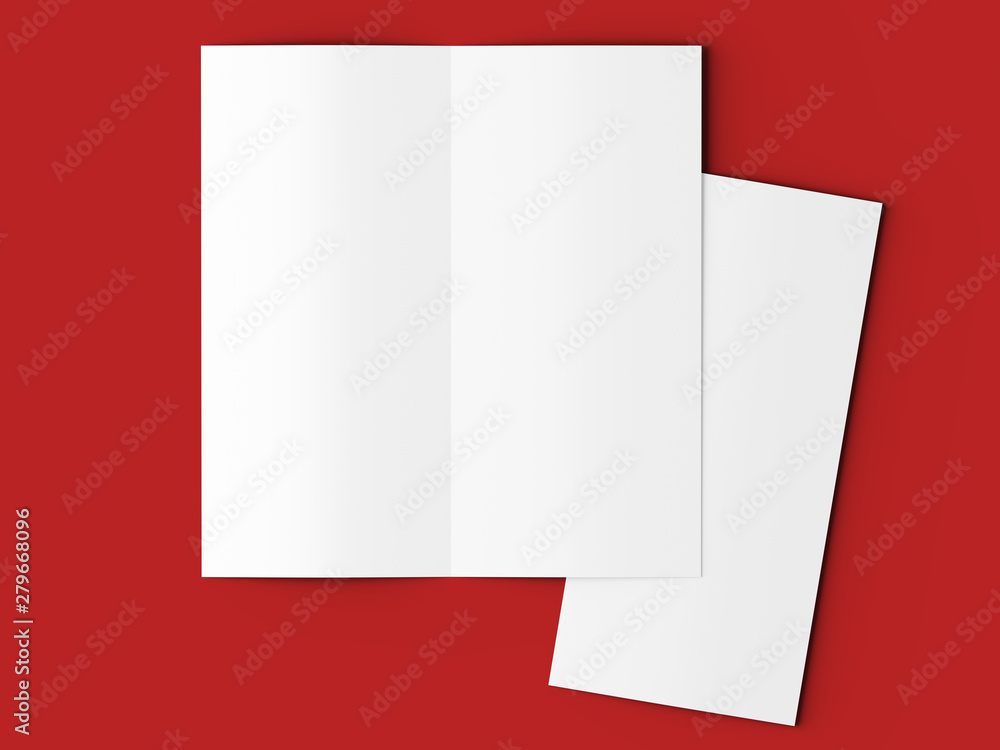 Leaflet folded to DL format - mock up - 3d illustartion Leaflet folded to DL format - mock up - 3d illustartion