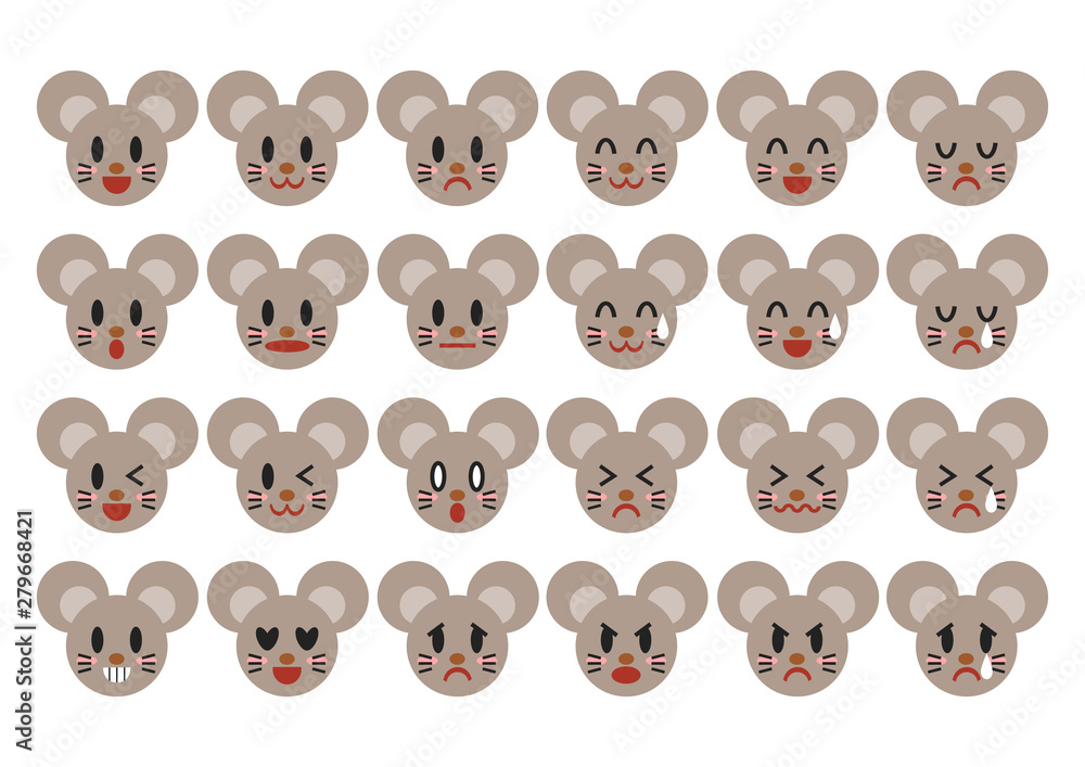 ネズミの表情アイコンイラストセット ネズミの表情アイコンイラストセット