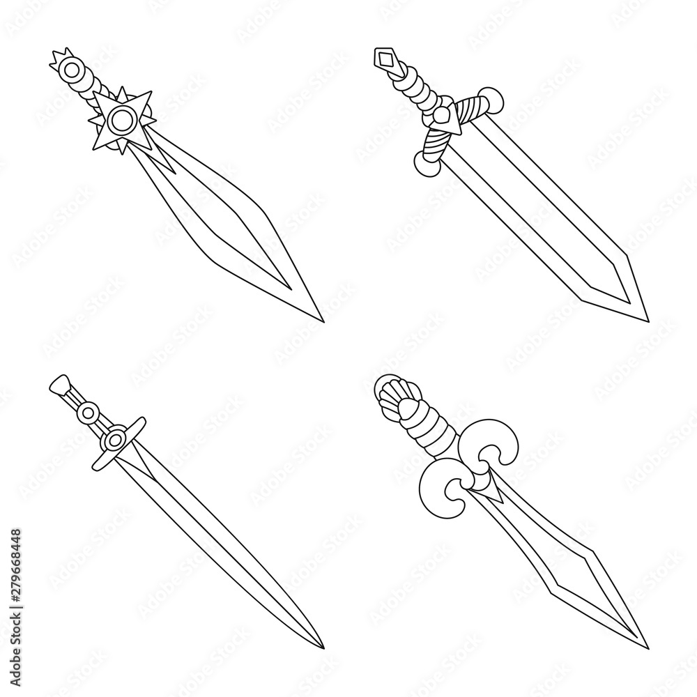 Isolated object of game and armor logo. Set of game and blade vector icon for stock. Isolated object of game and armor logo. Set of game and blade vector icon for stock.