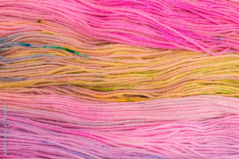 Obraz premium background of multicolored pink wool with yellow, blue and lilac