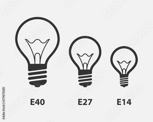 Light bulb icon vector. Llightbulb idea logo concept. Set lamps electricity icons web design element. Led lights isolated silhouette. photo