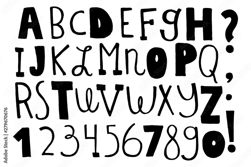 Hand drawn doodle font, english alphabet universal design Stock Vector ...