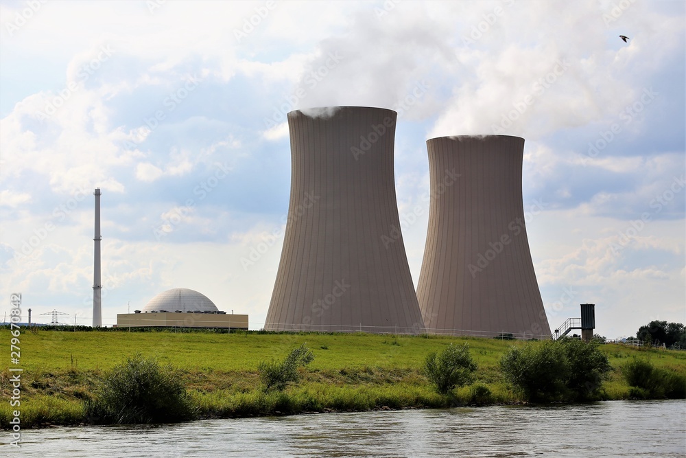nuclear power plant on background of blue sky nuclear power plant on background of blue sky