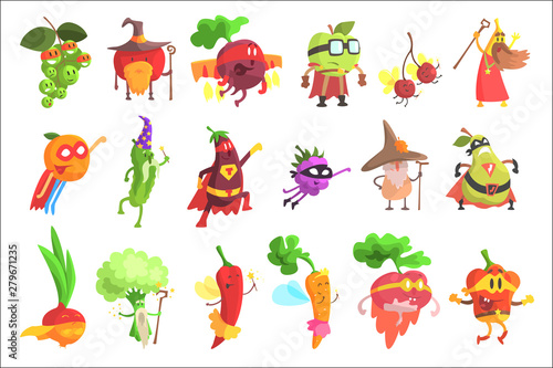 Silly Fantastic Fruit And Vegetable Characters Set