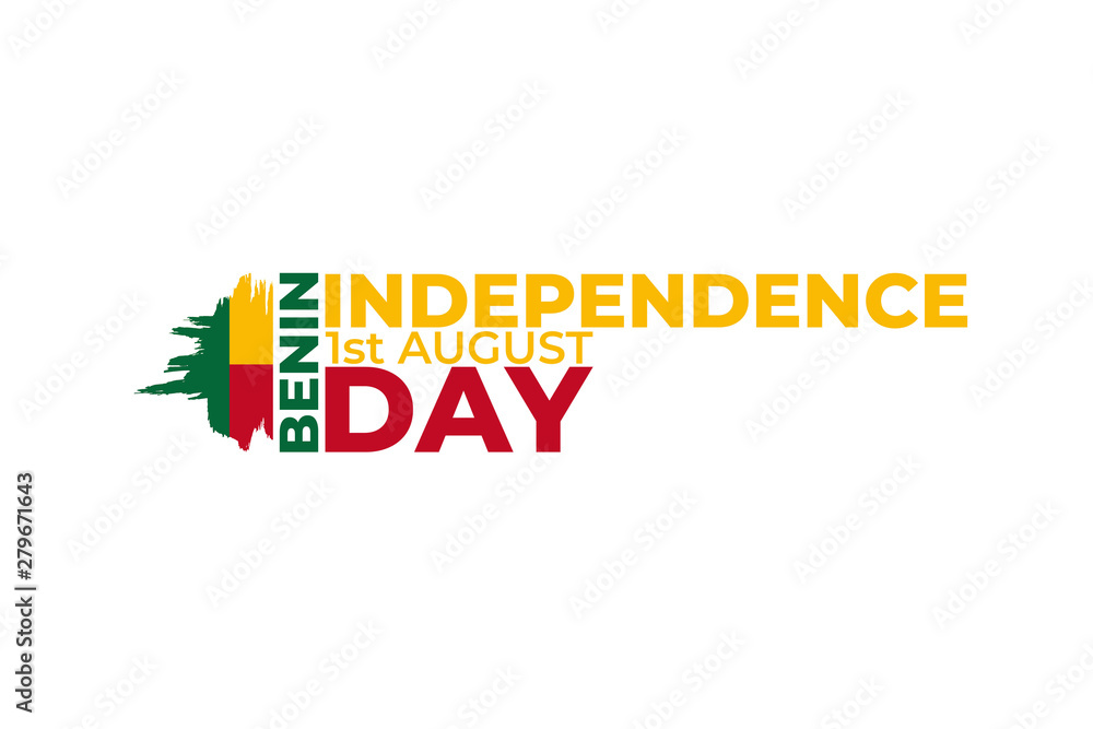 Happy Benin Independence Day greeting card, banner, poster design print. Benin flag grunge vector illustration on white background. Africa Republic national holiday, 1 august Happy Benin Independence Day greeting card, banner, poster design print. Benin flag grunge vector illustration on white background. Africa Republic national holiday, 1 august