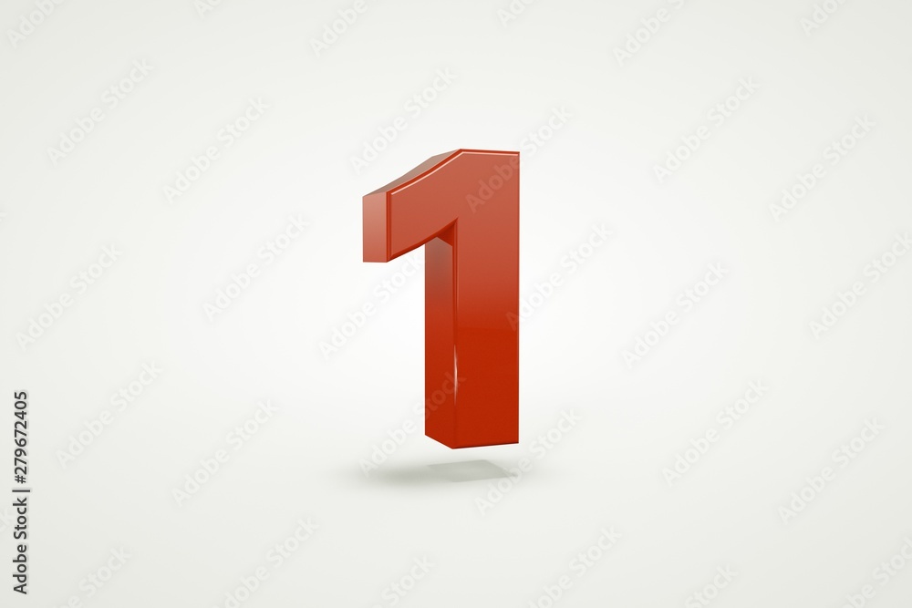 3D number with white background,number 1 3D number with white background,number 1