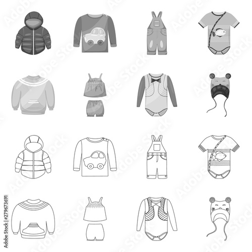 Isolated object of fashion and garment icon. Collection of fashion and cotton stock vector illustration.