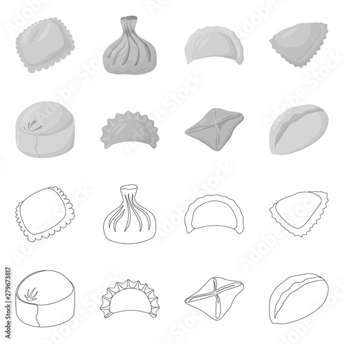 Isolated object of products and cooking symbol. Collection of products and appetizer stock symbol for web.