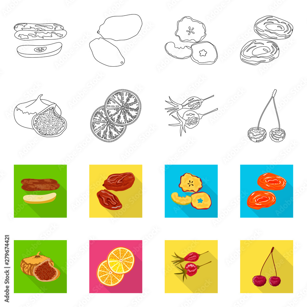 Isolated object of food and raw symbol. Collection of food and nature stock symbol for web.