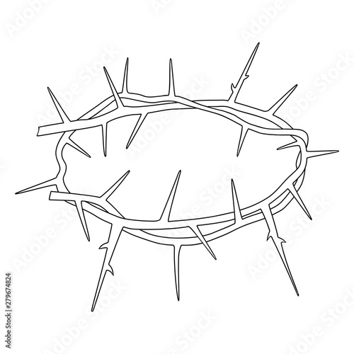 Wreath of lthorns. Linear drawing. Vector image