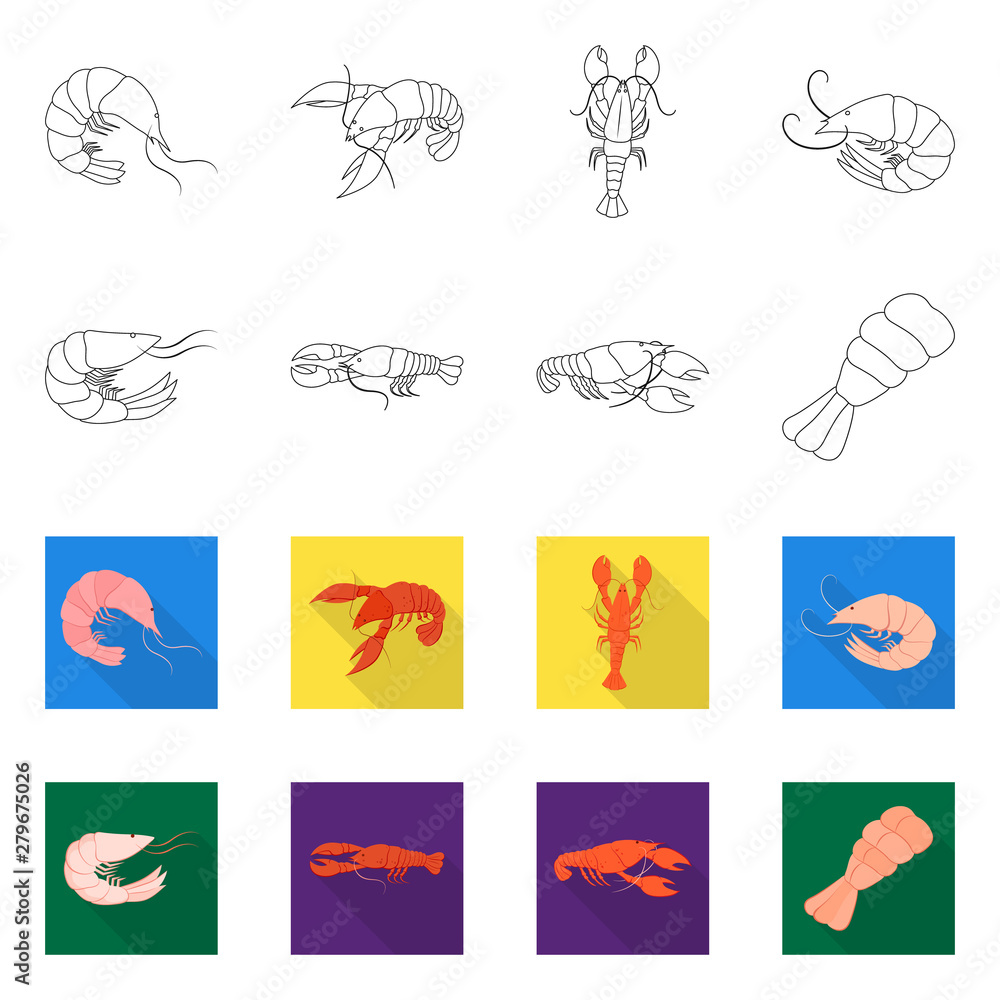 Obraz premium Isolated object of appetizer and ocean icon. Set of appetizer and delicacy vector icon for stock.