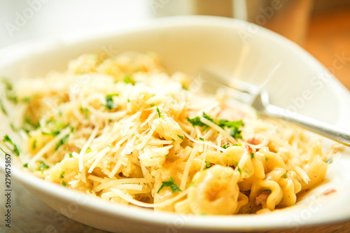 Gnoquis italian pasta plate closeup