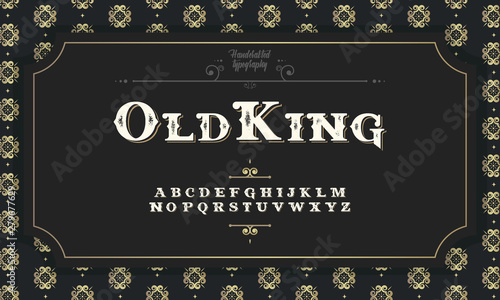 Typeface.Label. Old Style striped typeface, labels and different type designs