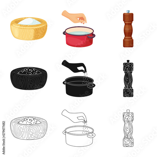 Isolated object of cooking and sea sign. Collection of cooking and baking stock vector illustration.