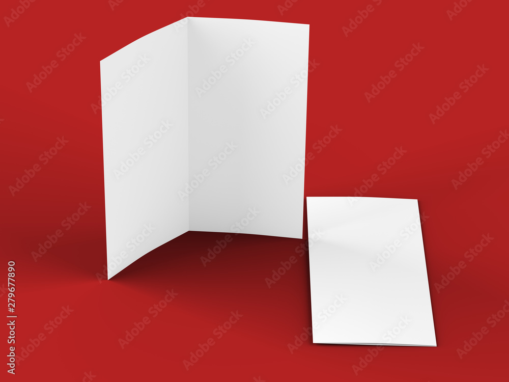 Leaflet folded to DL format - mock up - 3d illustartion Leaflet folded to DL format - mock up - 3d illustartion