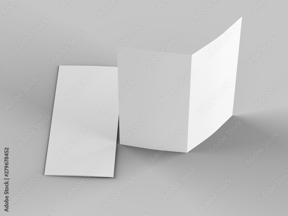 Leaflet folded to DL format - mock up - 3d illustartion