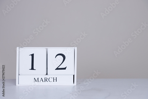 March Date Cube White Background