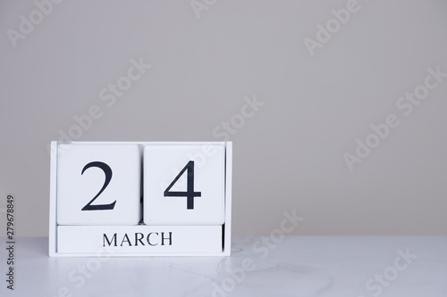 March Date Cube White Background