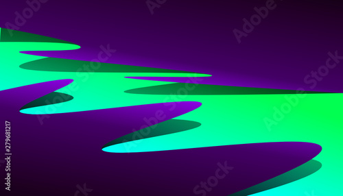 Diseño abstracto con formas geométricas y orgánicas, colores neón, brillantes y llamativos. Ilustración minimalista con degradados de colores y formas simples para fondos de presentación.