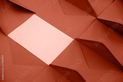 Blank white card with kraft brown paper envelope