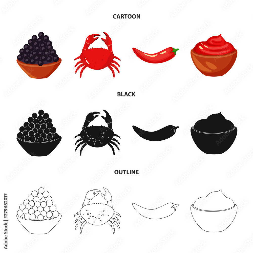 Vector illustration of taste and product icon. Collection of taste and cooking vector icon for stock.
