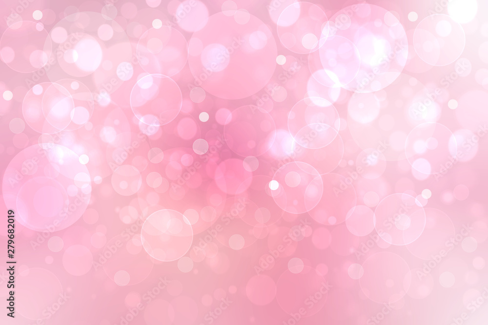 Happy Valentines or wedding day. Abstract delicate love romantic holiday pink background with white bokek circles. Template for cards with space for your design. Beautiful texture.