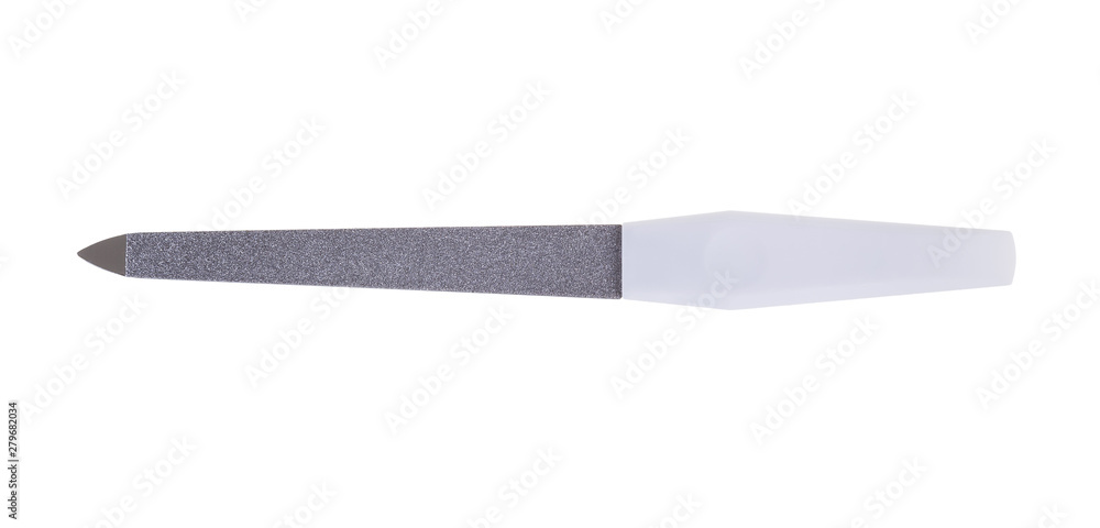 Nail file with white grip isolated on white background Nail file with white grip isolated on white background