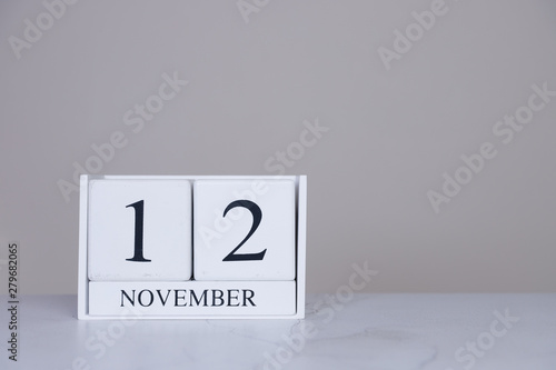 November Date Cube White Background