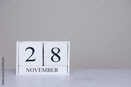 November Date Cube White Background