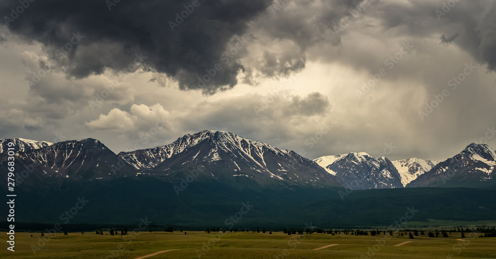 Chui mountain range with kurai steppe in Altai, Russia