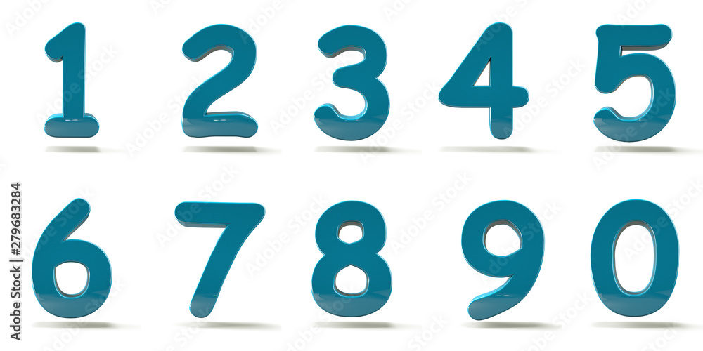 3D number with white background 3D number with white background