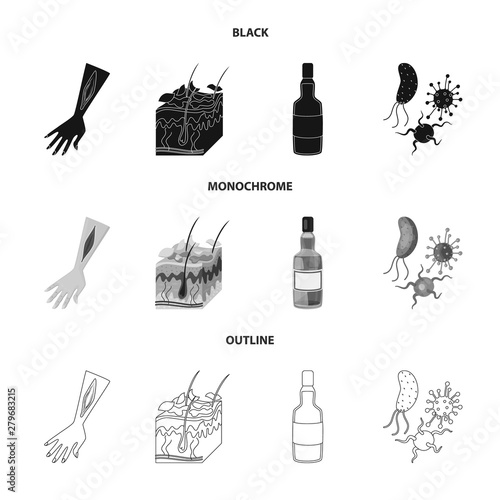 Isolated object of medical and pain icon. Collection of medical and disease stock vector illustration.