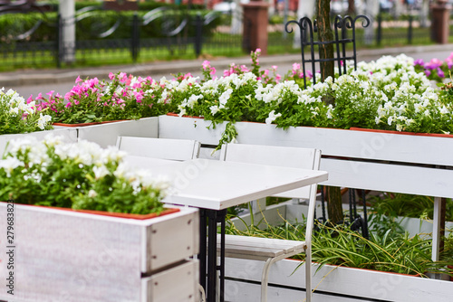 Wallpaper Mural Empty outdoor cafe terrace in the city street Torontodigital.ca
