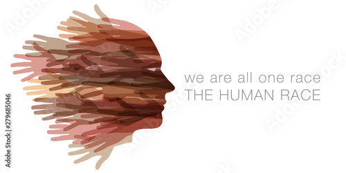We are all one race.  The Human race.  A face made with hands  