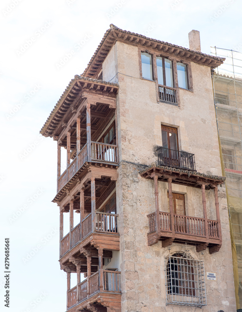 Hanging houses on the stones in Cuenca city of Spain Hanging houses on the stones in Cuenca city of Spain